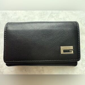 GUCCI Black Leather Key Case & Card Holder w/ silver hardware